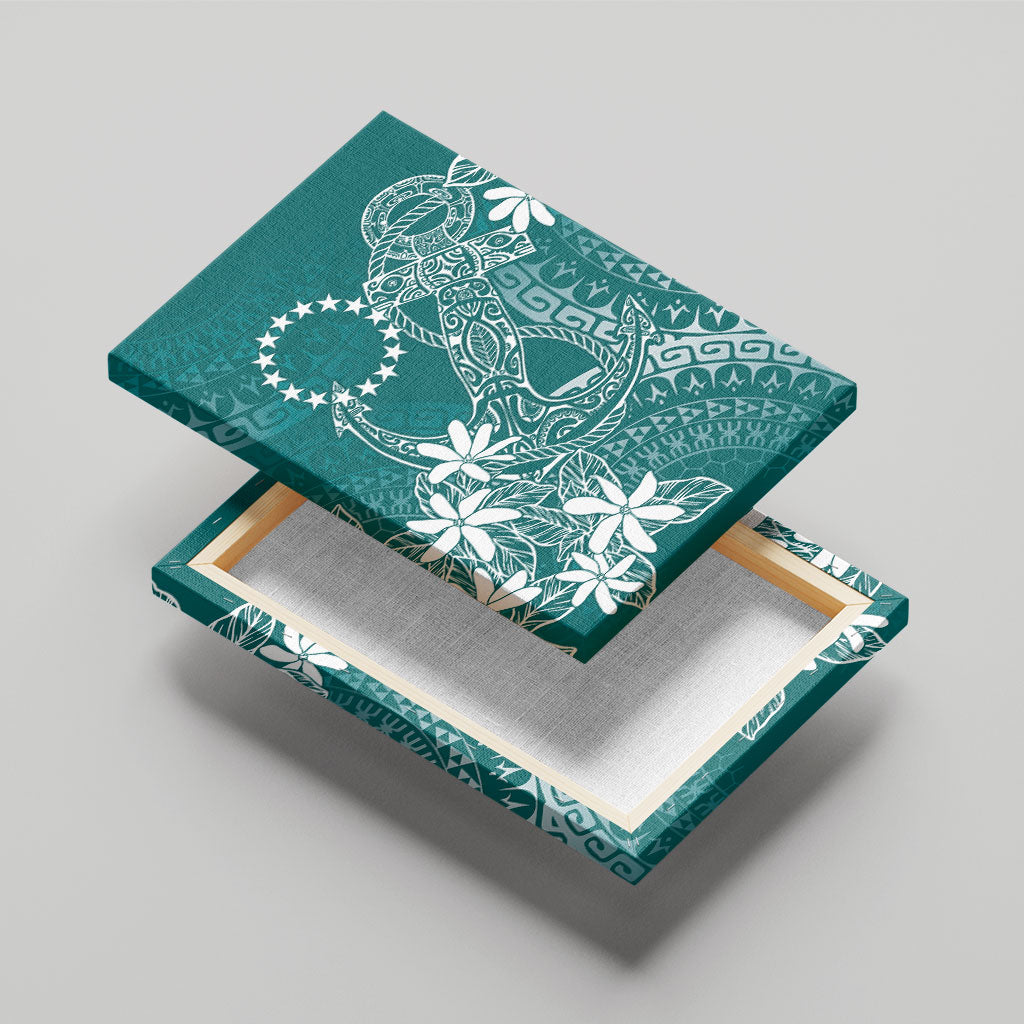 Teal Kuki Airani Tapakau Canvas Wall Art Tribal Anchor Mix Tiare