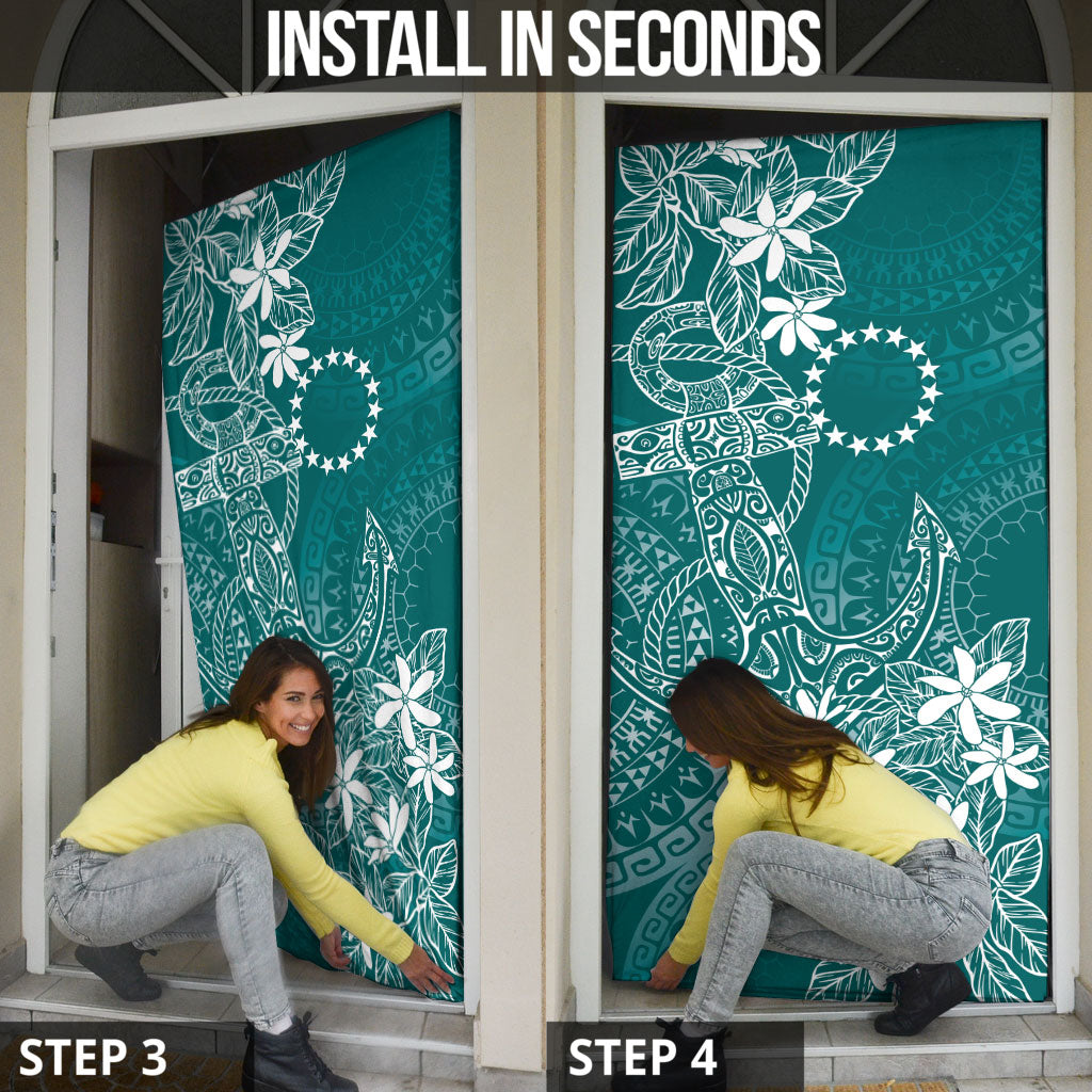 Teal Kuki Airani Tapakau Door Cover Tribal Anchor Mix Tiare