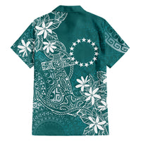 Teal Kuki Airani Tapakau Family Matching Off Shoulder Short Dress and Hawaiian Shirt Tribal Anchor Mix Tiare LT7 - Polynesian Pride