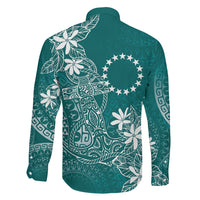 Teal Kuki Airani Tapakau Family Matching Short Sleeve Bodycon Dress and Hawaiian Shirt Tribal Anchor Mix Tiare LT7 - Polynesian Pride