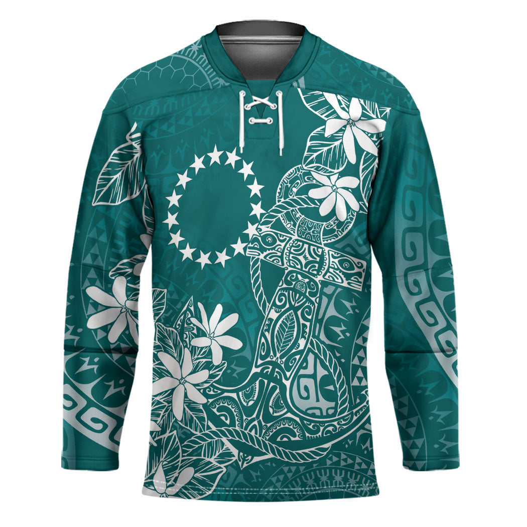 Teal Kuki Airani Tapakau Hockey Jersey Tribal Anchor Mix Tiare LT7 Unisex Teal - Polynesian Pride