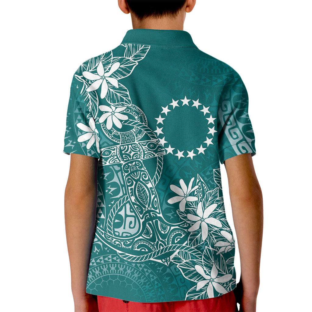 Teal Kuki Airani Tapakau Kid Polo Shirt Tribal Anchor Mix Tiare LT7 - Polynesian Pride