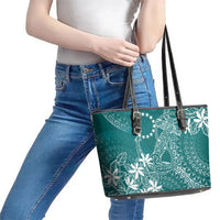 Teal Kuki Airani Tapakau Leather Tote Bag Tribal Anchor Mix Tiare