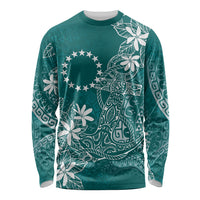 Teal Kuki Airani Tapakau Long Sleeve Shirt Tribal Anchor Mix Tiare LT7 Unisex Teal - Polynesian Pride