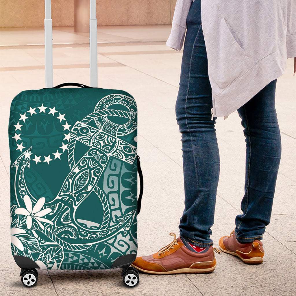 Teal Kuki Airani Tapakau Luggage Cover Tribal Anchor Mix Tiare LT7 Teal - Polynesian Pride