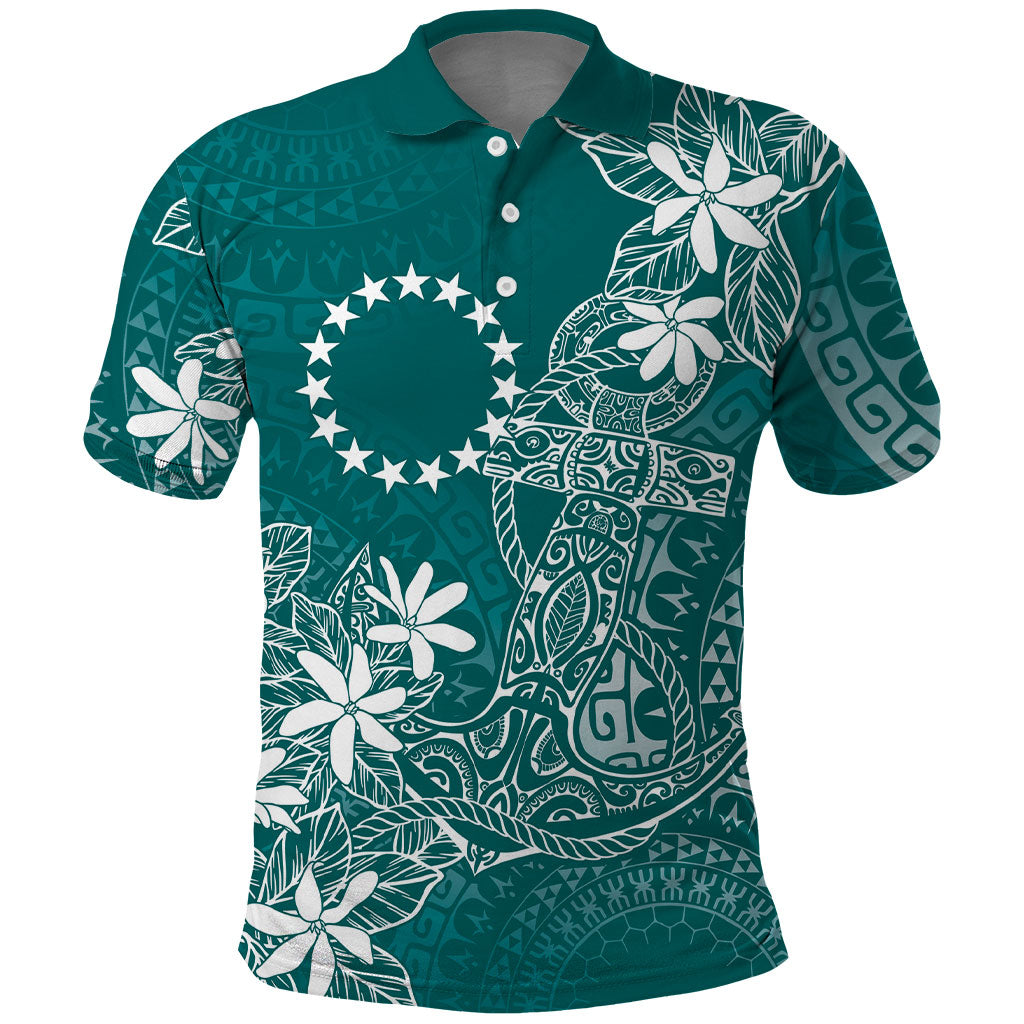 Teal Kuki Airani Tapakau Polo Shirt Tribal Anchor Mix Tiare LT7 Teal - Polynesian Pride