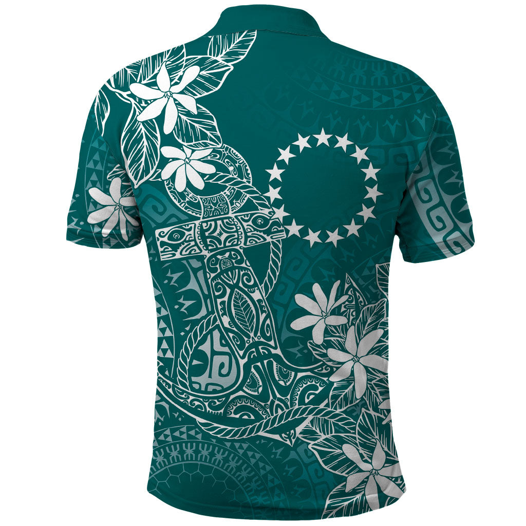 Teal Kuki Airani Tapakau Polo Shirt Tribal Anchor Mix Tiare LT7 - Polynesian Pride