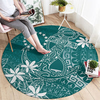 Teal Kuki Airani Tapakau Round Carpet Tribal Anchor Mix Tiare