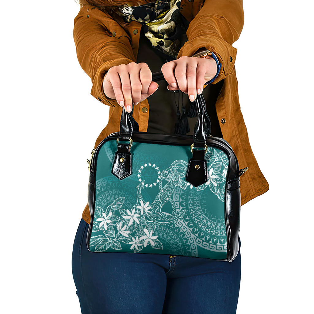 Teal Kuki Airani Tapakau Shoulder Handbag Tribal Anchor Mix Tiare