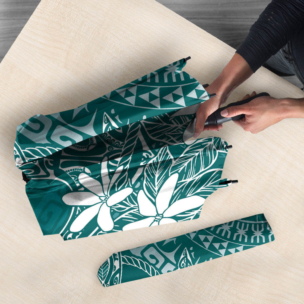 Teal Kuki Airani Tapakau Umbrella Tribal Anchor Mix Tiare LT7 - Polynesian Pride