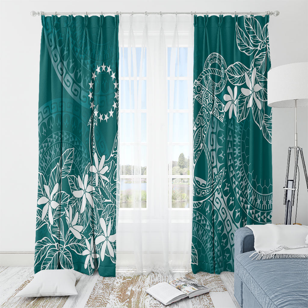 Teal Kuki Airani Tapakau Window Curtain Tribal Anchor Mix Tiare