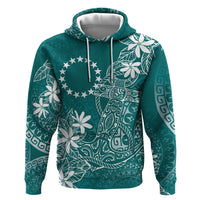 Teal Kuki Airani Tapakau Zip Hoodie Tribal Anchor Mix Tiare LT7 Pullover Hoodie Teal - Polynesian Pride