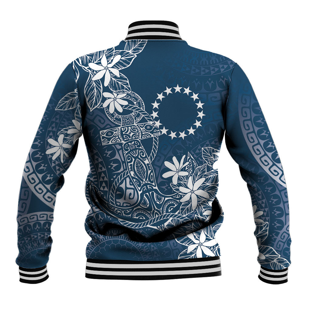 Navy Kuki Airani Tapakau Baseball Jacket Tribal Anchor Mix Tiare