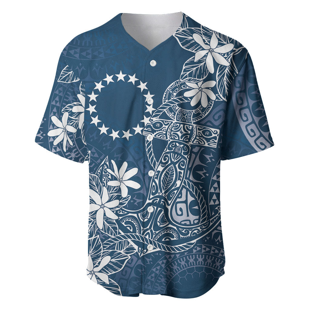 Navy Kuki Airani Tapakau Baseball Jersey Tribal Anchor Mix Tiare LT7 Navy - Polynesian Pride