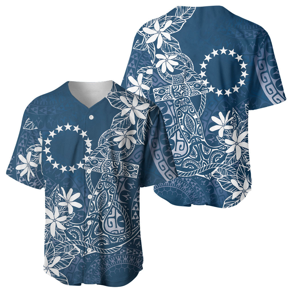 Navy Kuki Airani Tapakau Baseball Jersey Tribal Anchor Mix Tiare LT7 - Polynesian Pride
