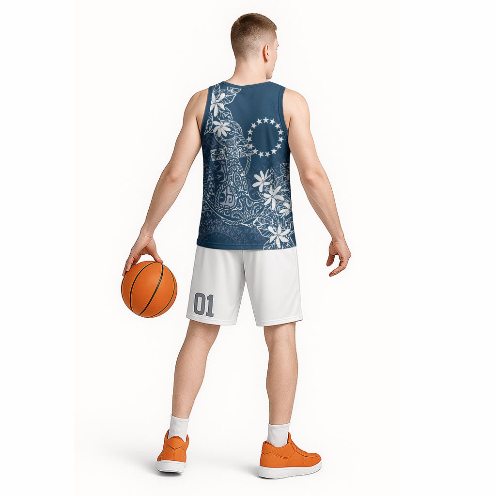 Navy Kuki Airani Tapakau Basketball Jersey Tribal Anchor Mix Tiare