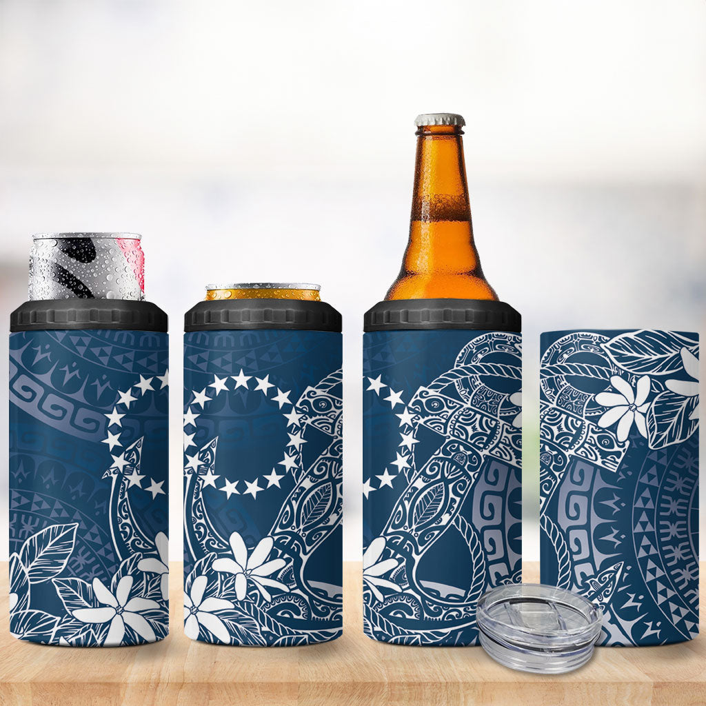 Navy Kuki Airani Tapakau 4 in 1 Can Cooler Tumbler Tribal Anchor Mix Tiare LT7 - Polynesian Pride