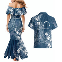 Navy Kuki Airani Tapakau Couples Matching Mermaid Dress and Hawaiian Shirt Tribal Anchor Mix Tiare LT7 - Polynesian Pride