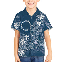 Navy Kuki Airani Tapakau Family Matching Off The Shoulder Long Sleeve Dress and Hawaiian Shirt Tribal Anchor Mix Tiare LT7 Son's Shirt Navy - Polynesian Pride