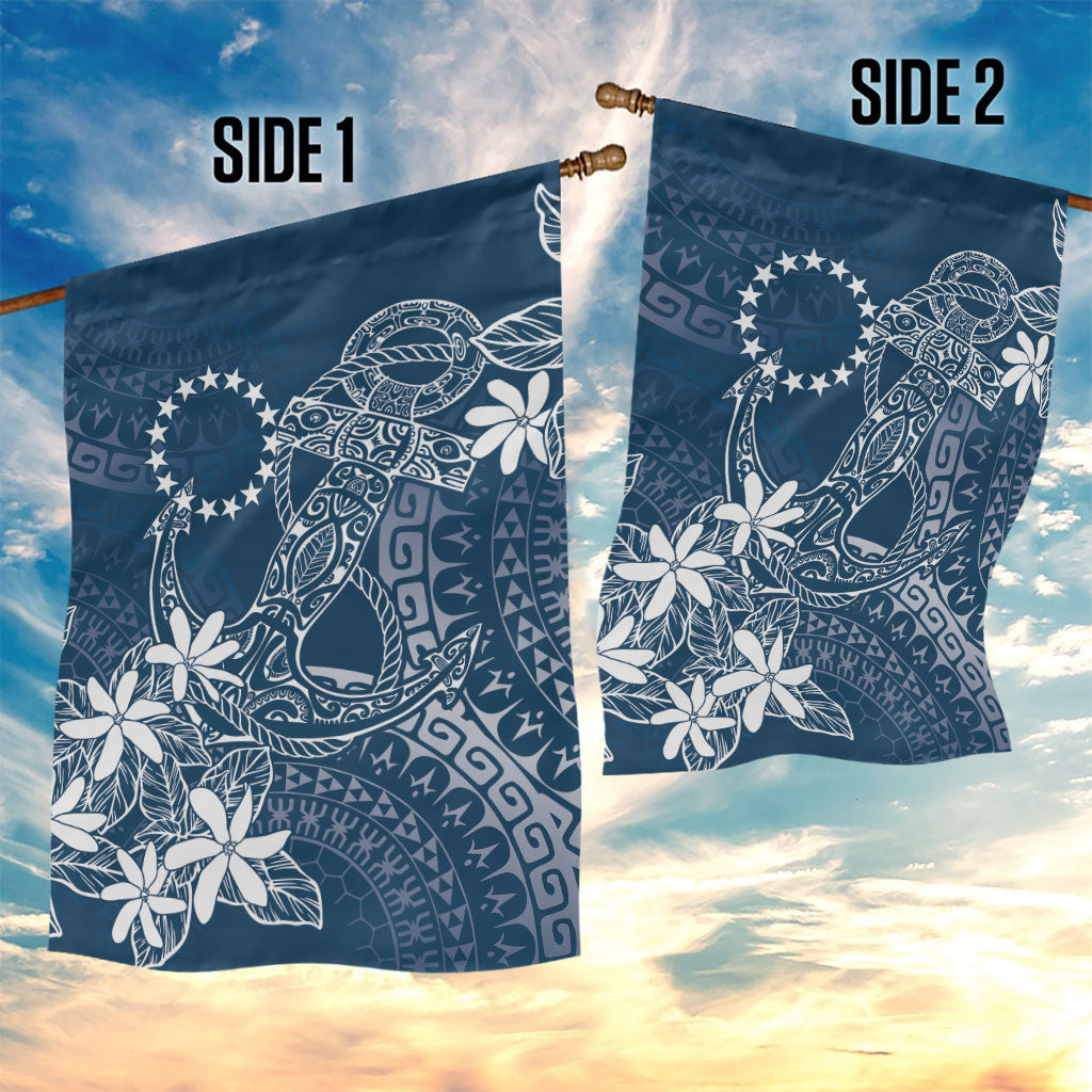 Navy Kuki Airani Tapakau Garden Flag Tribal Anchor Mix Tiare