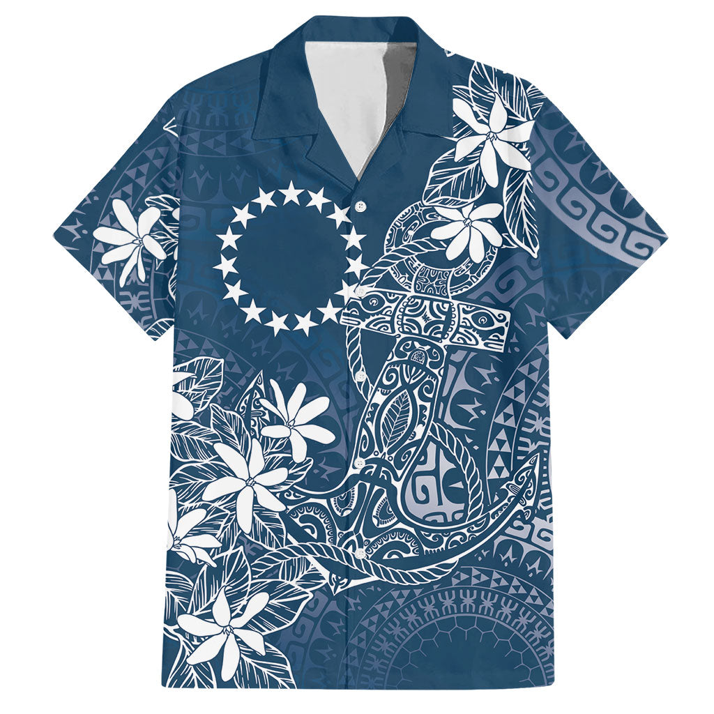 Navy Kuki Airani Tapakau Hawaiian Shirt Tribal Anchor Mix Tiare