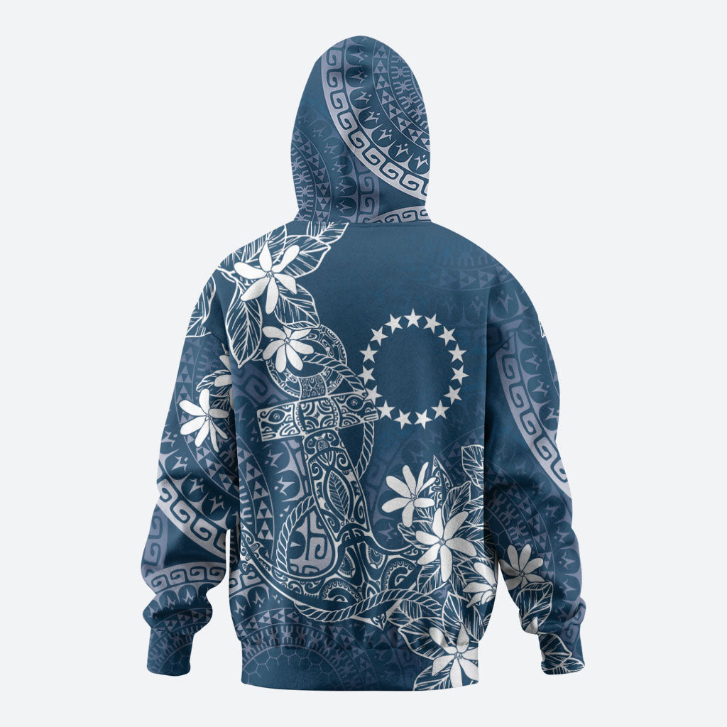 Navy Kuki Airani Tapakau Hoodie Tribal Anchor Mix Tiare