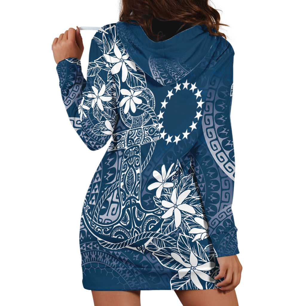 Navy Kuki Airani Tapakau Hoodie Dress Tribal Anchor Mix Tiare LT7 - Polynesian Pride