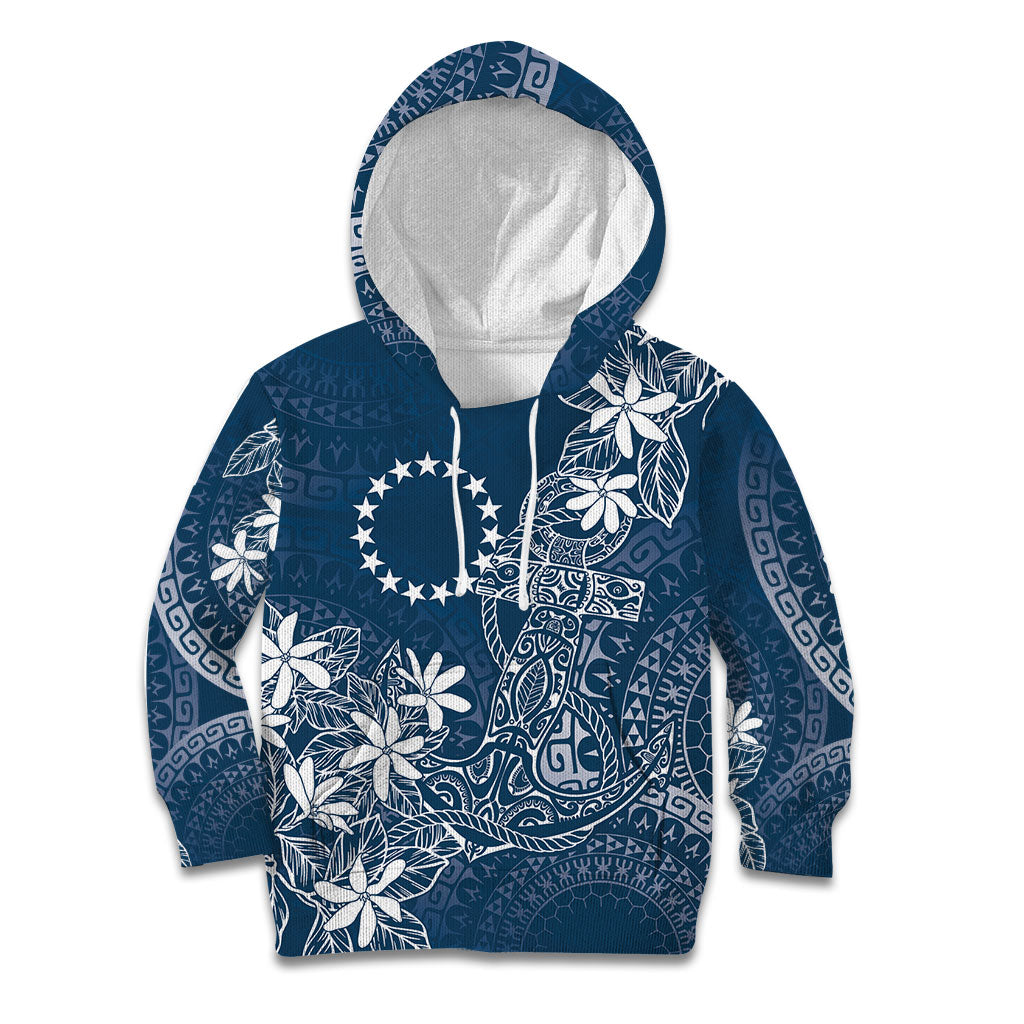 Navy Kuki Airani Tapakau Kid Hoodie Tribal Anchor Mix Tiare LT7 Hoodie Navy - Polynesian Pride