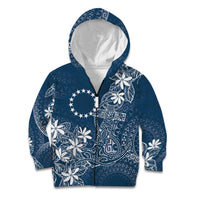 Navy Kuki Airani Tapakau Kid Hoodie Tribal Anchor Mix Tiare LT7 Zip Hoodie Navy - Polynesian Pride