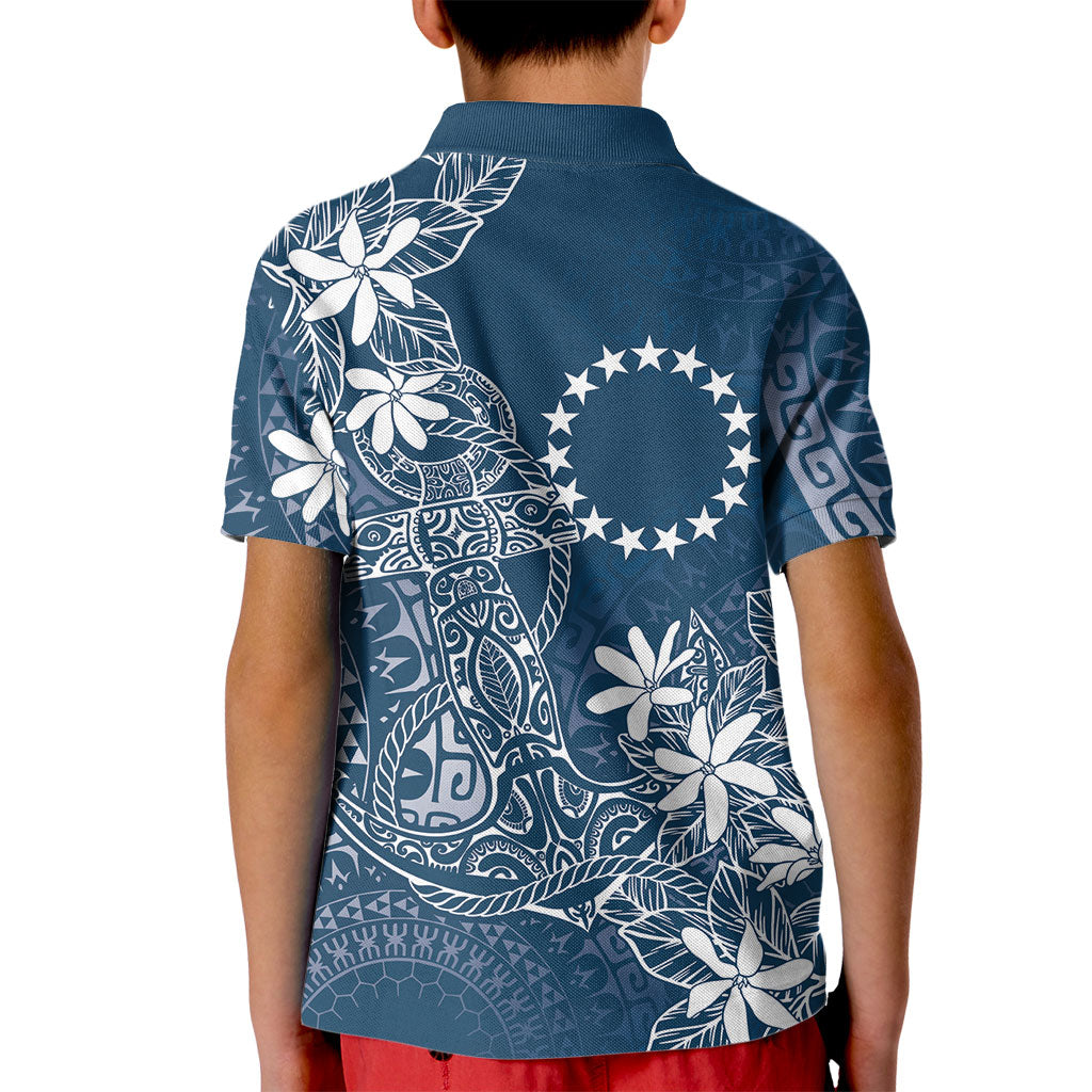 Navy Kuki Airani Tapakau Kid Polo Shirt Tribal Anchor Mix Tiare LT7 - Polynesian Pride