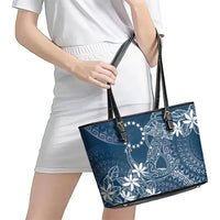 Navy Kuki Airani Tapakau Leather Tote Bag Tribal Anchor Mix Tiare