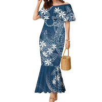 Navy Kuki Airani Tapakau Mermaid Dress Tribal Anchor Mix Tiare LT7 Women Navy - Polynesian Pride