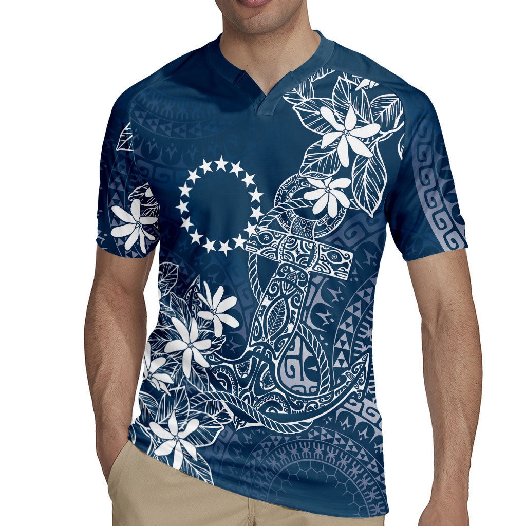Navy Kuki Airani Tapakau Rugby Jersey Tribal Anchor Mix Tiare