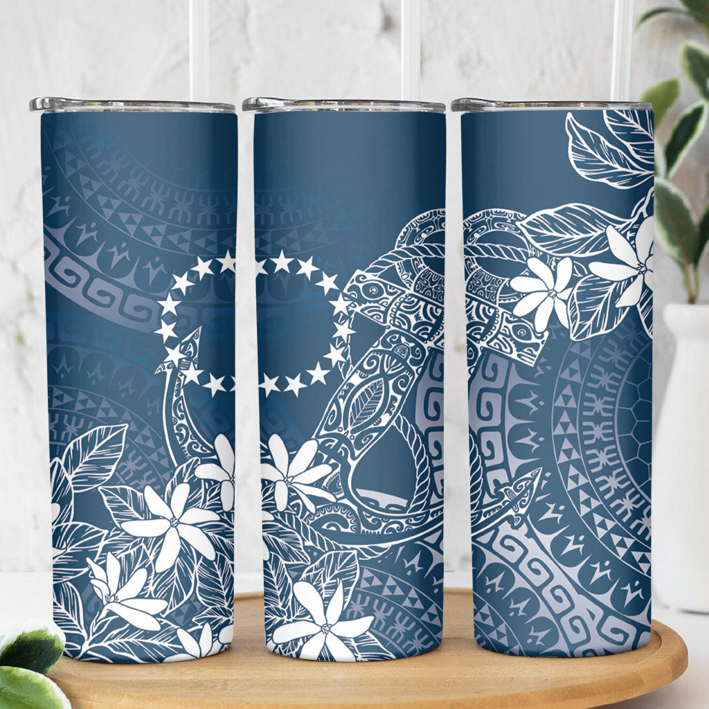 Navy Kuki Airani Tapakau Skinny Tumbler Tribal Anchor Mix Tiare LT7 - Polynesian Pride