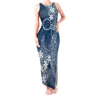 Navy Kuki Airani Tapakau Tank Maxi Dress Tribal Anchor Mix Tiare LT7 Women Navy - Polynesian Pride