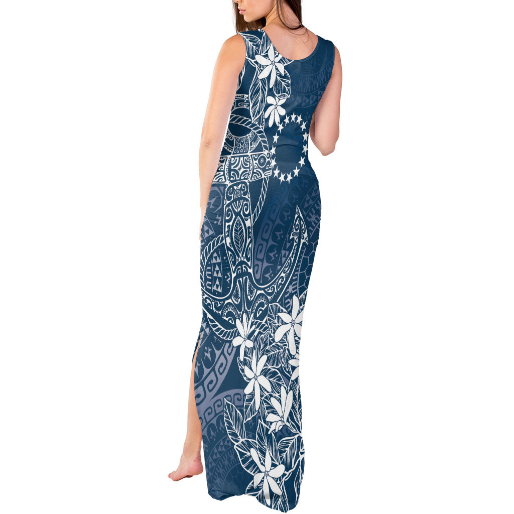 Navy Kuki Airani Tapakau Tank Maxi Dress Tribal Anchor Mix Tiare LT7 - Polynesian Pride
