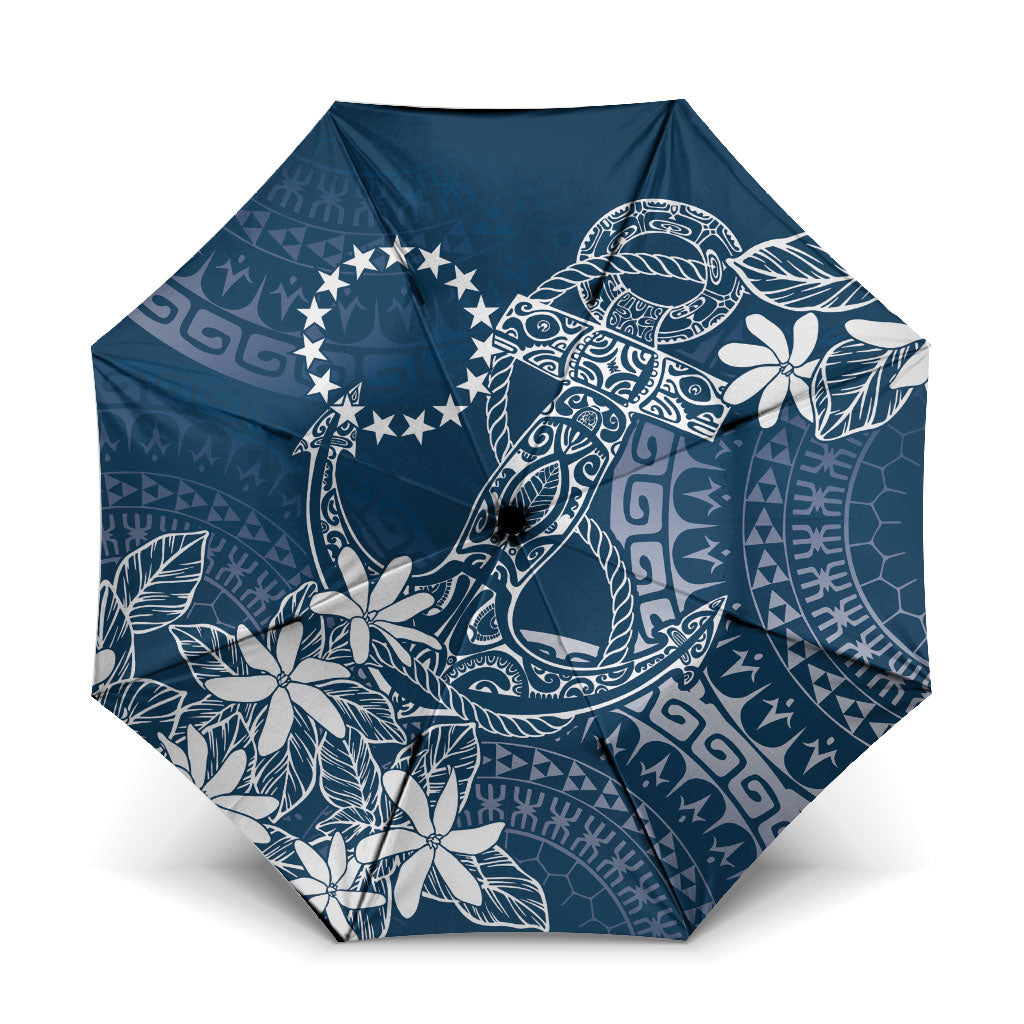 Navy Kuki Airani Tapakau Umbrella Tribal Anchor Mix Tiare LT7 One Size Folded 11.42 inch Opened Diameter 37.4 inch Navy - Polynesian Pride
