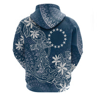 Navy Kuki Airani Tapakau Zip Hoodie Tribal Anchor Mix Tiare LT7 - Polynesian Pride