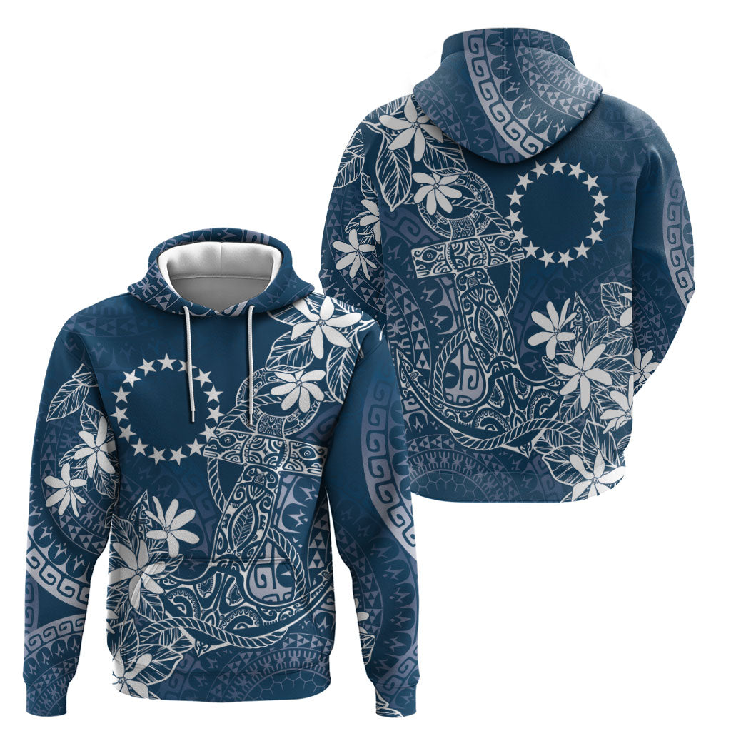 Navy Kuki Airani Tapakau Zip Hoodie Tribal Anchor Mix Tiare LT7 - Polynesian Pride