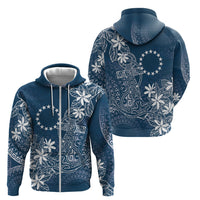 Navy Kuki Airani Tapakau Zip Hoodie Tribal Anchor Mix Tiare LT7 - Polynesian Pride
