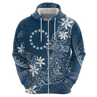 Navy Kuki Airani Tapakau Zip Hoodie Tribal Anchor Mix Tiare LT7 - Polynesian Pride