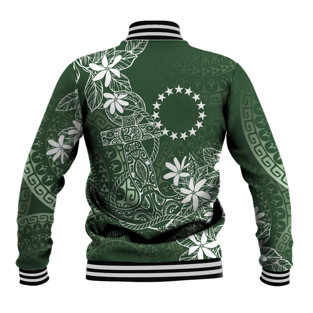 Sage Green Kuki Airani Tapakau Baseball Jacket Tribal Anchor Mix Tiare