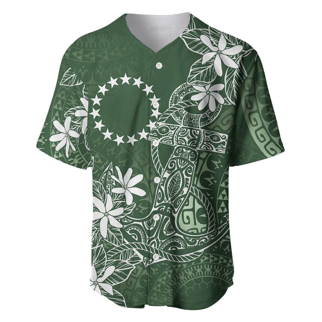 Sage Green Kuki Airani Tapakau Baseball Jersey Tribal Anchor Mix Tiare