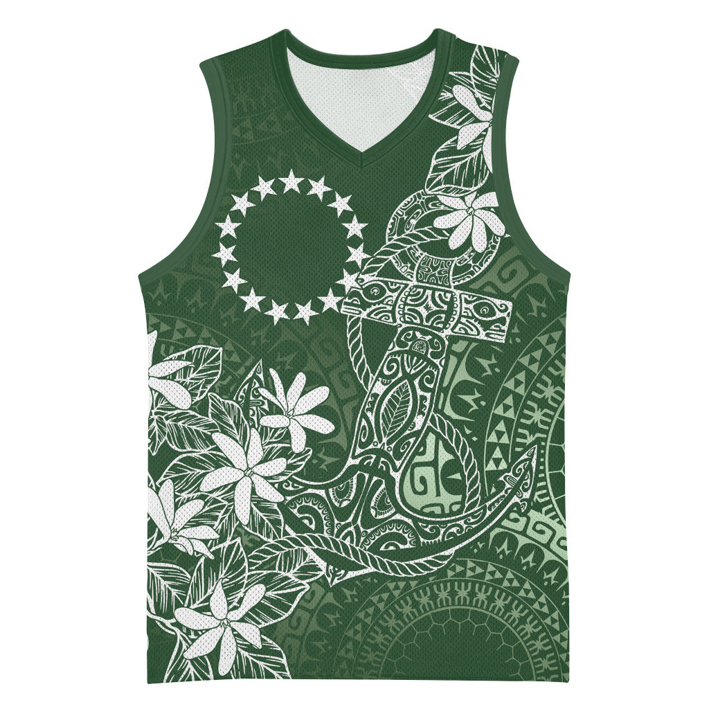 Sage Green Kuki Airani Tapakau Basketball Jersey Tribal Anchor Mix Tiare LT7 Unisex Sage Green - Polynesian Pride