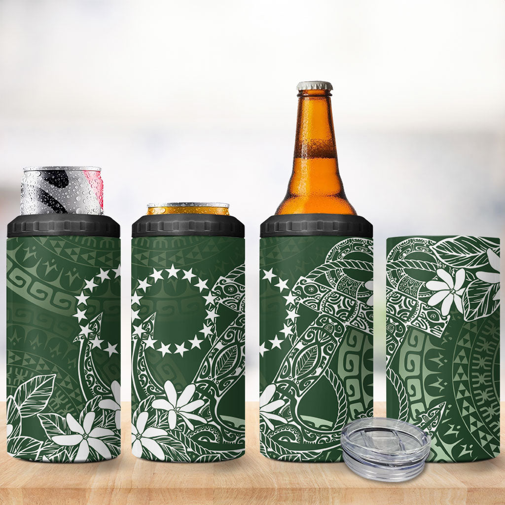 Sage Green Kuki Airani Tapakau 4 in 1 Can Cooler Tumbler Tribal Anchor Mix Tiare LT7 - Polynesian Pride
