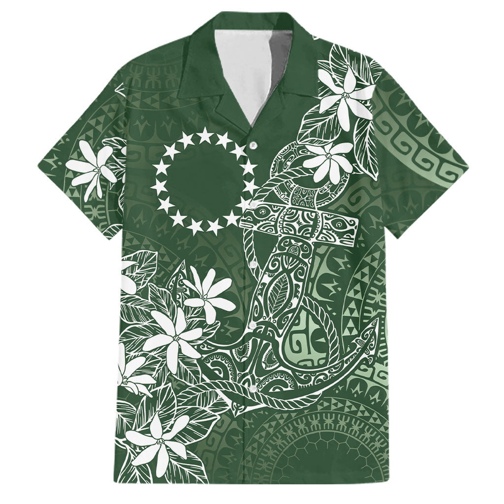 Sage Green Kuki Airani Tapakau Family Matching Mermaid Dress and Hawaiian Shirt Tribal Anchor Mix Tiare LT7 Dad's Shirt - Short Sleeve Sage Green - Polynesian Pride