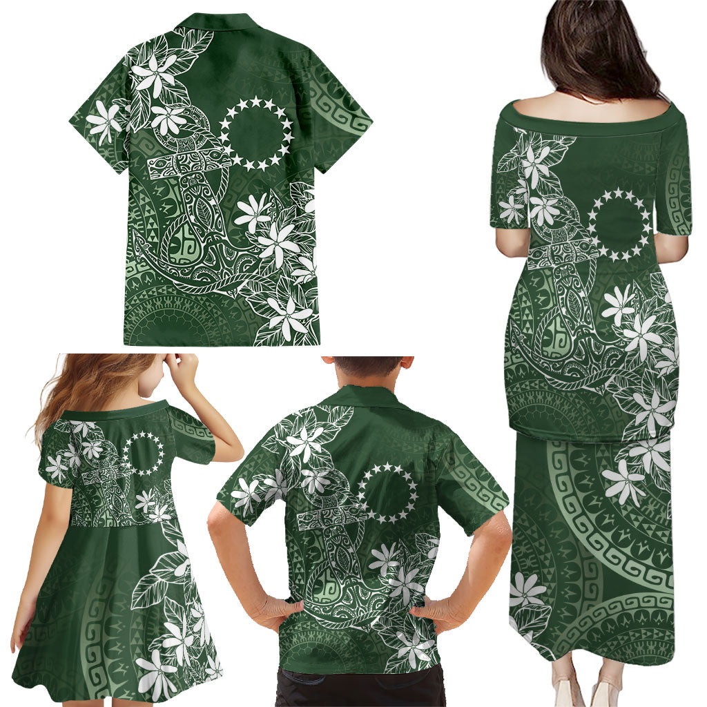 Sage Green Kuki Airani Tapakau Family Matching Puletasi and Hawaiian Shirt Tribal Anchor Mix Tiare LT7 - Polynesian Pride