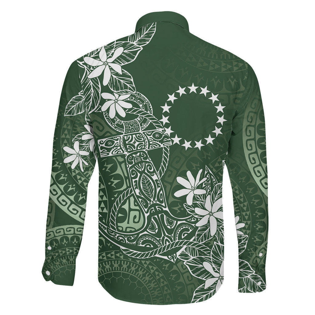 Sage Green Kuki Airani Tapakau Family Matching Puletasi and Hawaiian Shirt Tribal Anchor Mix Tiare LT7 - Polynesian Pride