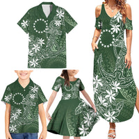 Sage Green Kuki Airani Tapakau Family Matching Summer Maxi Dress and Hawaiian Shirt Tribal Anchor Mix Tiare LT7 - Polynesian Pride
