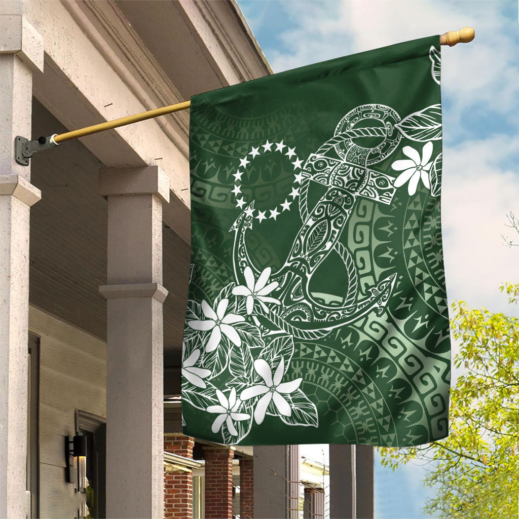 Sage Green Kuki Airani Tapakau Garden Flag Tribal Anchor Mix Tiare LT7 House Flag Sage Green - Polynesian Pride